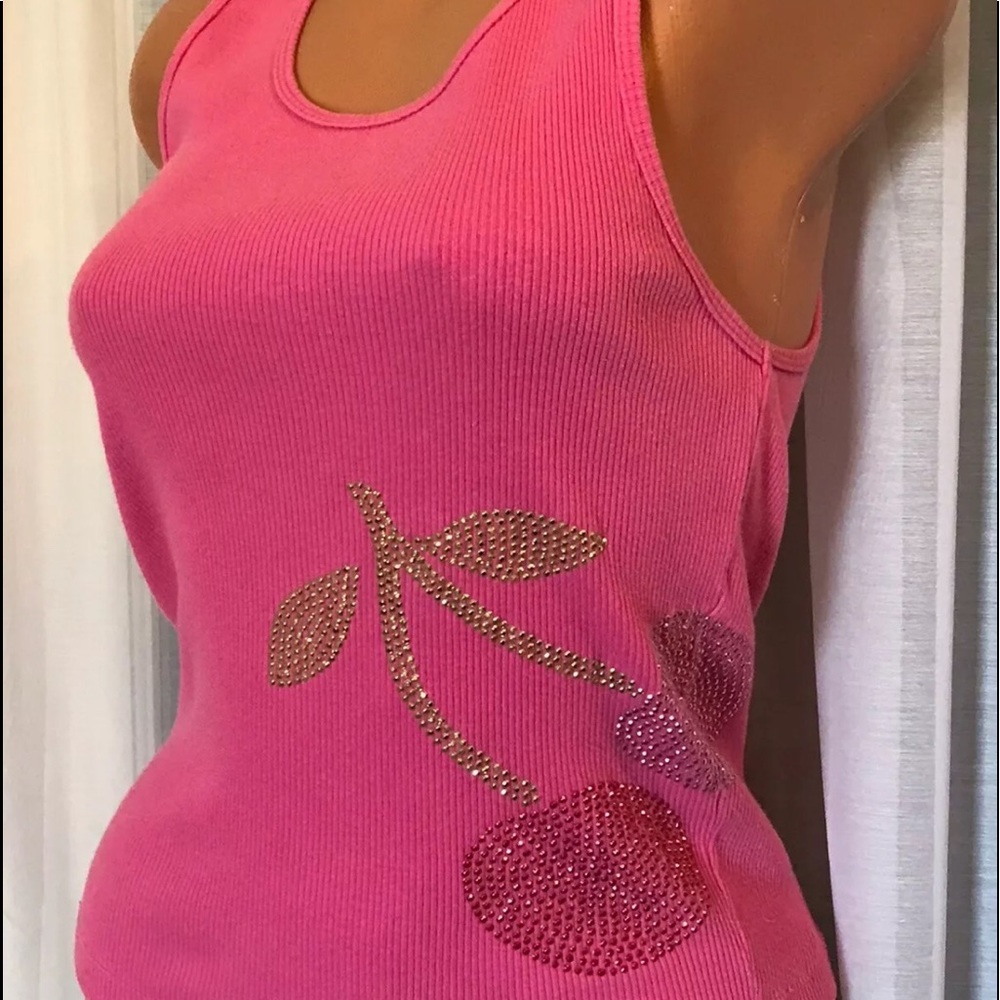 🍒Victorias Secret Pink Tank ! Bling Cherry!🍒